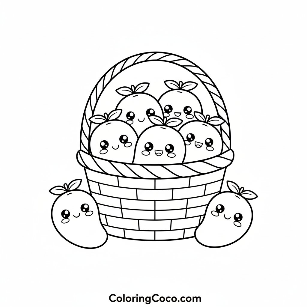 Cute mangoes in basket