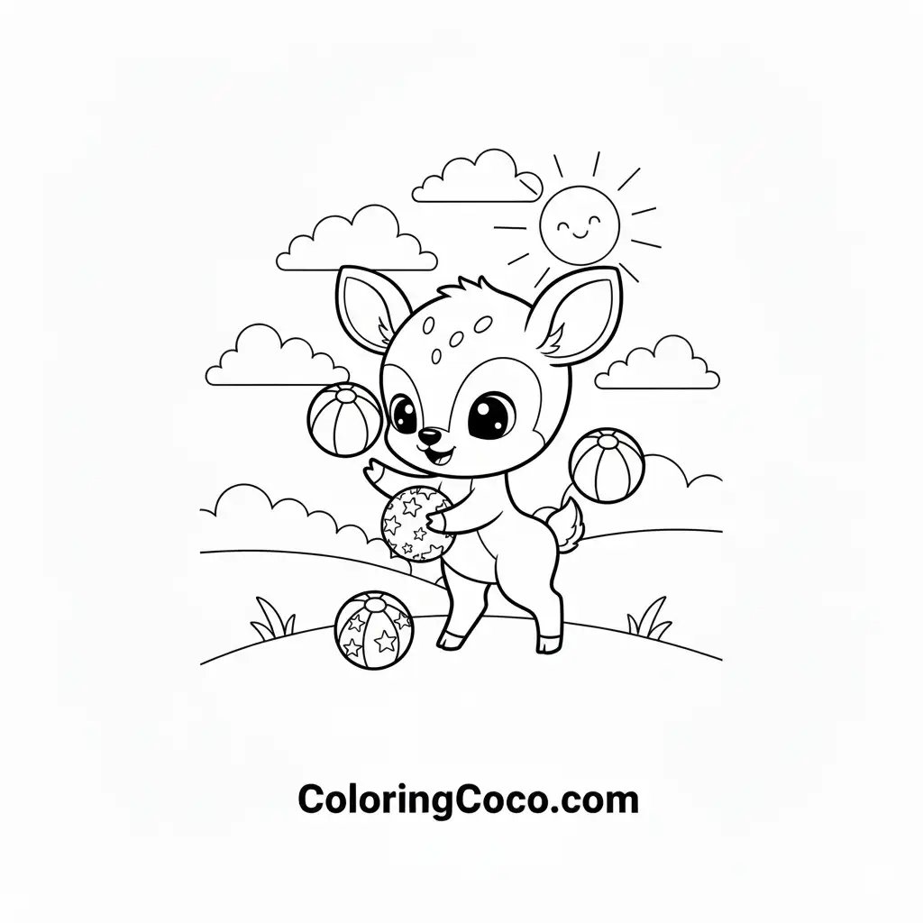 Deer playing with balls