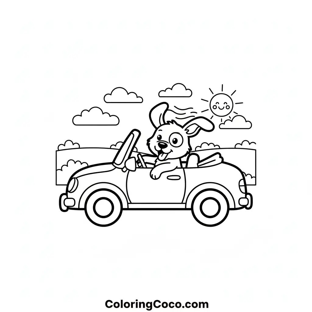 Dog driving car