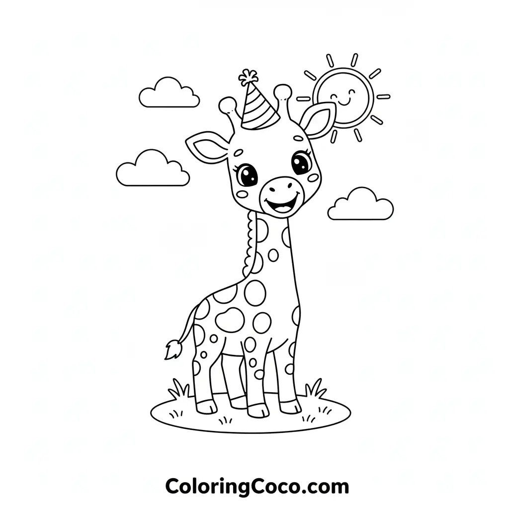 Giraffe with birthday cap