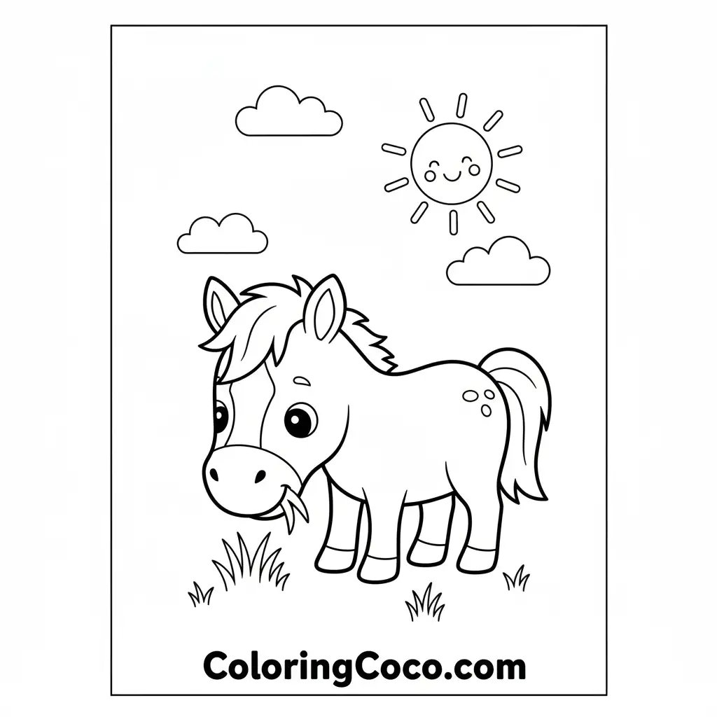 Horse eating grass
