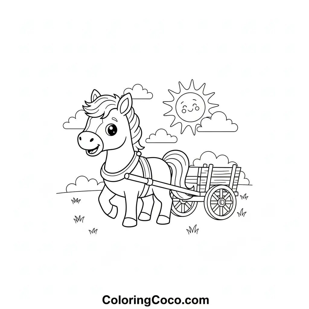 Horse pulling cart
