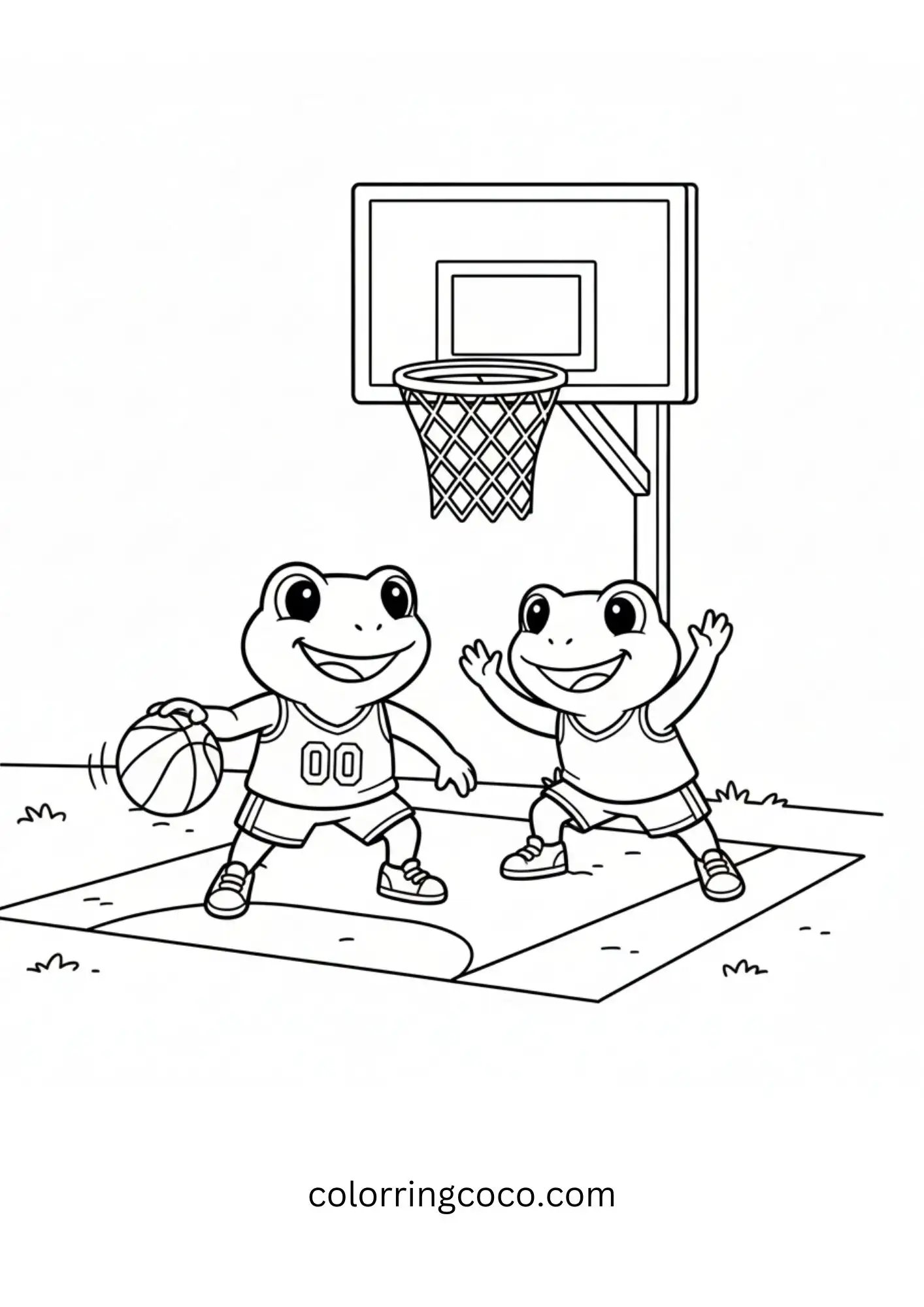 Two Frogs Playing One-on-One